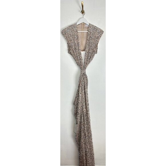 MAC DUGGAL Sequin Cutout Trumpet Gown in Nude/Silver Size US 10 NWT - Picture 4 of 10